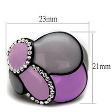 Load image into Gallery viewer, Womens Black Ring Anillo Para Mujer Stainless Steel Ring with Top Grade Crystal in Clear Eloise - Jewelry Store by Erik Rayo
