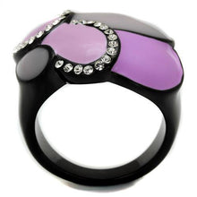 Load image into Gallery viewer, Womens Black Ring Anillo Para Mujer Stainless Steel Ring with Top Grade Crystal in Clear Eloise - Jewelry Store by Erik Rayo
