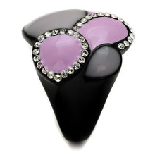 Load image into Gallery viewer, Womens Black Ring Anillo Para Mujer Stainless Steel Ring with Top Grade Crystal in Clear Eloise - Jewelry Store by Erik Rayo
