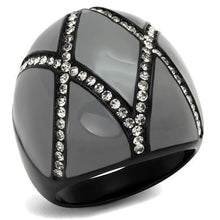 Load image into Gallery viewer, Womens Black Ring Anillo Para Mujer Stainless Steel Ring with Top Grade Crystal in Clear Estelle - Jewelry Store by Erik Rayo
