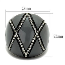 Load image into Gallery viewer, Womens Black Ring Anillo Para Mujer Stainless Steel Ring with Top Grade Crystal in Clear Estelle - Jewelry Store by Erik Rayo
