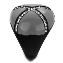 Load image into Gallery viewer, Womens Black Ring Anillo Para Mujer Stainless Steel Ring with Top Grade Crystal in Clear Estelle - Jewelry Store by Erik Rayo
