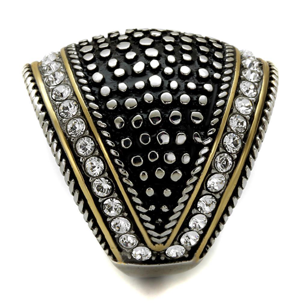 Black Rings for Women Anillo Para Mujer Stainless Steel Ring with Top Grade Crystal in Clear Meredith - Jewelry Store by Erik Rayo