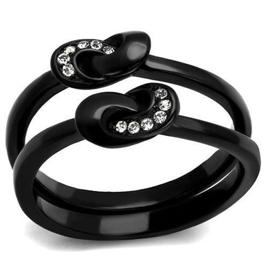 Womens Black Ring Anillo Para Mujer Stainless Steel Ring with Top Grade Crystal in Clear Violetta - Jewelry Store by Erik Rayo