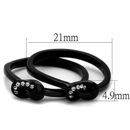 Black Rings for Women Anillo Para Mujer Stainless Steel Ring with Top Grade Crystal in Clear Violetta - Jewelry Store by Erik Rayo