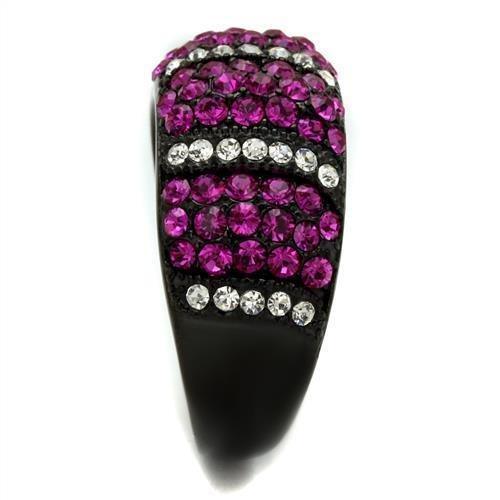 Black Rings for Women Anillo Para Mujer Stainless Steel Ring with Top Grade Crystal in Fuchsia Antoinette - Jewelry Store by Erik Rayo