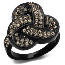 Load image into Gallery viewer, Womens Black Ring Anillo Para Mujer Stainless Steel Ring with Top Grade Crystal in Light Smoked Gabrielle - Jewelry Store by Erik Rayo
