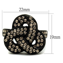 Load image into Gallery viewer, Womens Black Ring Anillo Para Mujer Stainless Steel Ring with Top Grade Crystal in Light Smoked Gabrielle - Jewelry Store by Erik Rayo
