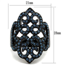 Load image into Gallery viewer, Womens Black Ring Anillo Para Mujer Stainless Steel Ring with Top Grade Crystal in Montana Sylvia - Jewelry Store by Erik Rayo
