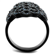 Load image into Gallery viewer, Womens Black Ring Anillo Para Mujer Stainless Steel Ring with Top Grade Crystal in Montana Sylvia - Jewelry Store by Erik Rayo
