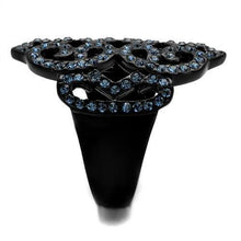Load image into Gallery viewer, Womens Black Ring Anillo Para Mujer Stainless Steel Ring with Top Grade Crystal in Montana Sylvia - Jewelry Store by Erik Rayo
