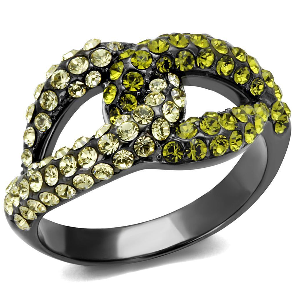 Womens Black Ring Anillo Para Mujer Stainless Steel Ring with Top Grade Crystal in Multi Color Estella - Jewelry Store by Erik Rayo