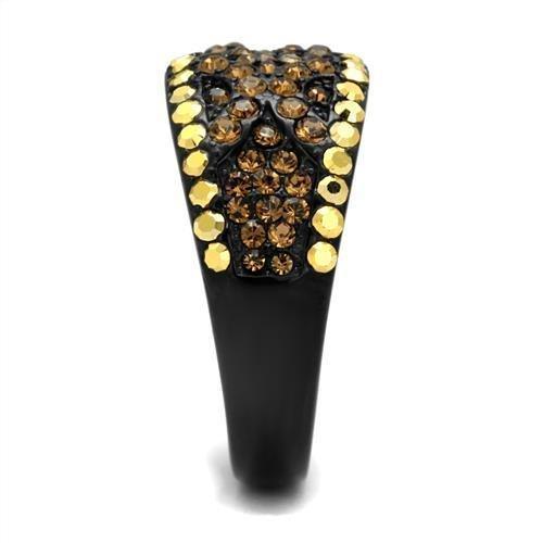Black Rings for Women Anillo Para Mujer Stainless Steel Ring with Top Grade Crystal in Multi Color Floriana - Jewelry Store by Erik Rayo