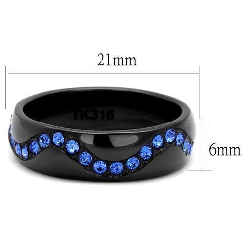 Black Rings for Women Anillo Para Mujer Stainless Steel Ring with Top Grade Crystal in Sapphire Eviana - Jewelry Store by Erik Rayo