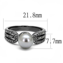 Load image into Gallery viewer, Womens Black Ring Pearl Anillo Para Mujer y Ninos Girls 316L Stainless Steel Ring with Synthetic Pearl in Gray Yanet - Jewelry Store by Erik Rayo
