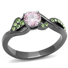 Load image into Gallery viewer, Womens Black Ring Rose Pink Anillo Para Mujer y Ninos Girls 316L Stainless Steel Ring with AAA Grade CZ in Rose Remi - Jewelry Store by Erik Rayo
