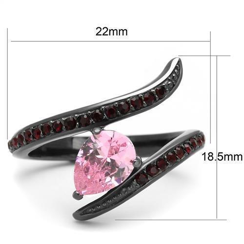 Womens Black Ring Rose Pink Anillo Para Mujer 316L Stainless Steel Ring with AAA Grade CZ in Rose Adriel - Jewelry Store by Erik Rayo