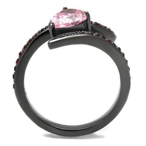 Womens Black Ring Rose Pink Anillo Para Mujer 316L Stainless Steel Ring with AAA Grade CZ in Rose Adriel - Jewelry Store by Erik Rayo