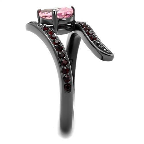 Womens Black Ring Rose Pink Anillo Para Mujer 316L Stainless Steel Ring with AAA Grade CZ in Rose Adriel - Jewelry Store by Erik Rayo