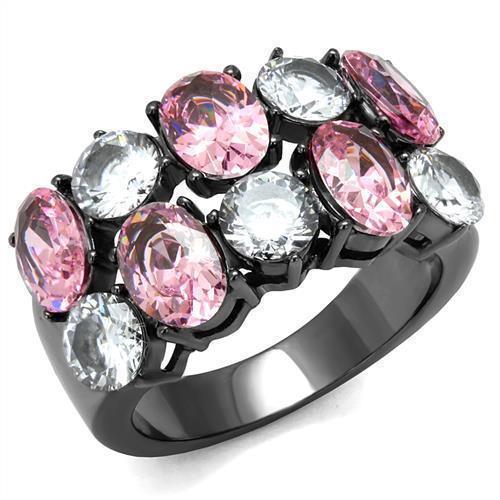 Womens Black Ring Rose Pink Anillo Para Mujer 316L Stainless Steel Ring with AAA Grade CZ in Rose Zaira - Jewelry Store by Erik Rayo