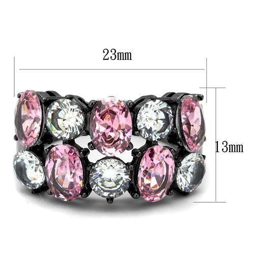 Womens Black Ring Rose Pink Anillo Para Mujer 316L Stainless Steel Ring with AAA Grade CZ in Rose Zaira - Jewelry Store by Erik Rayo