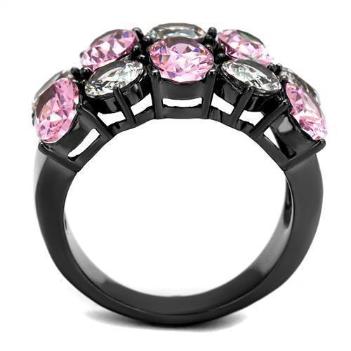 Womens Black Ring Rose Pink Anillo Para Mujer 316L Stainless Steel Ring with AAA Grade CZ in Rose Zaira - Jewelry Store by Erik Rayo