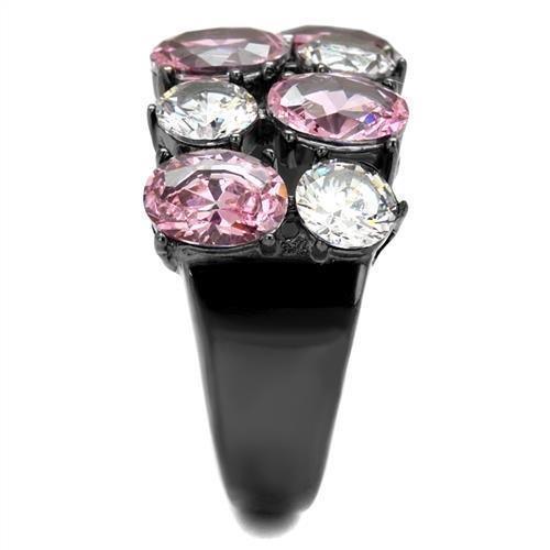 Womens Black Ring Rose Pink Anillo Para Mujer 316L Stainless Steel Ring with AAA Grade CZ in Rose Zaira - Jewelry Store by Erik Rayo