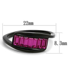 Load image into Gallery viewer, Womens Black Ring Rose Pink Anillo Para Mujer y Ninos Kids 316L Stainless Steel Ring with Top Grade Crystal in Fuchsia Bassano - Jewelry Store by Erik Rayo
