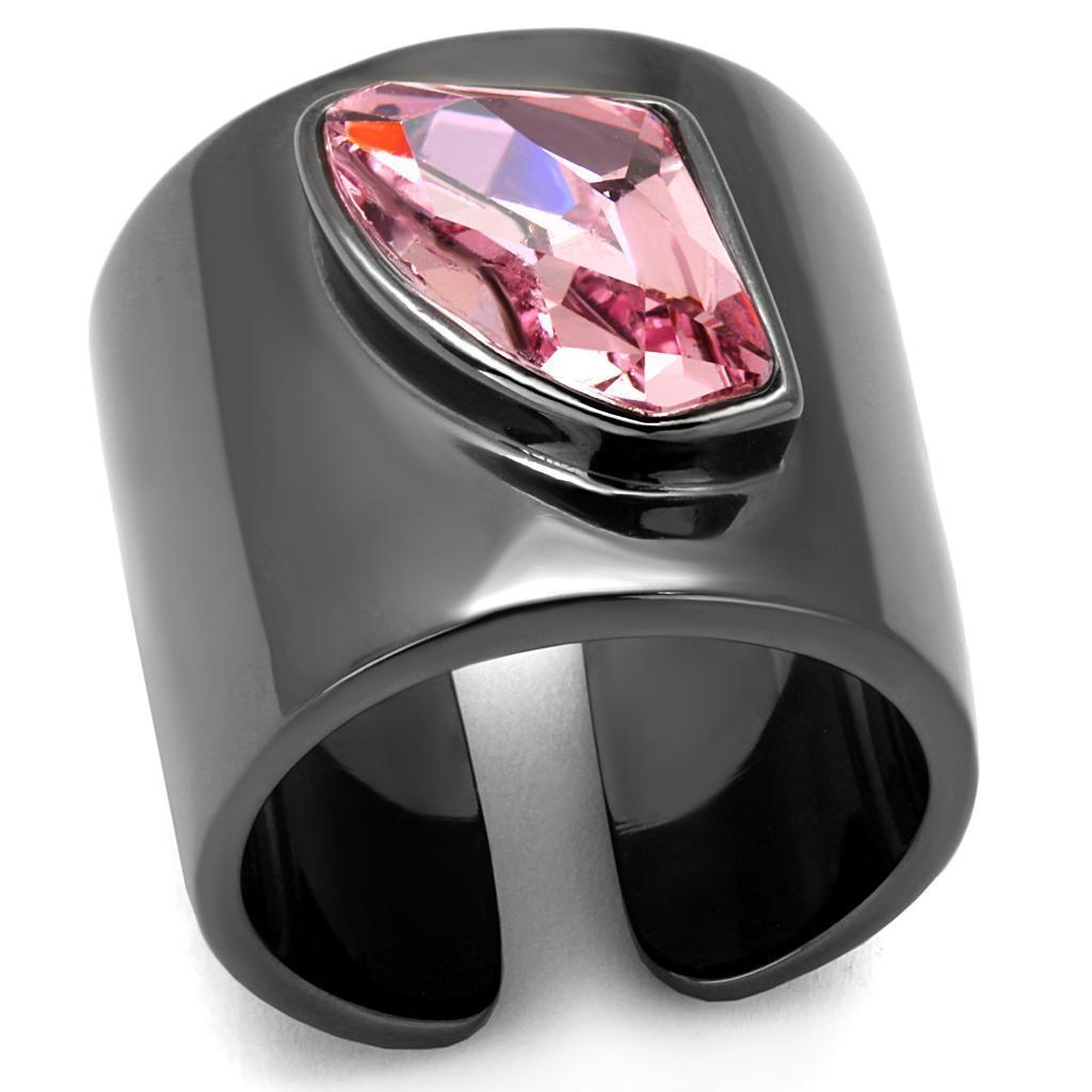 Womens Large Black Ring Pink in 316L Stainless Steel Ring with Top Grade Crystal - Jewelry Store by Erik Rayo
