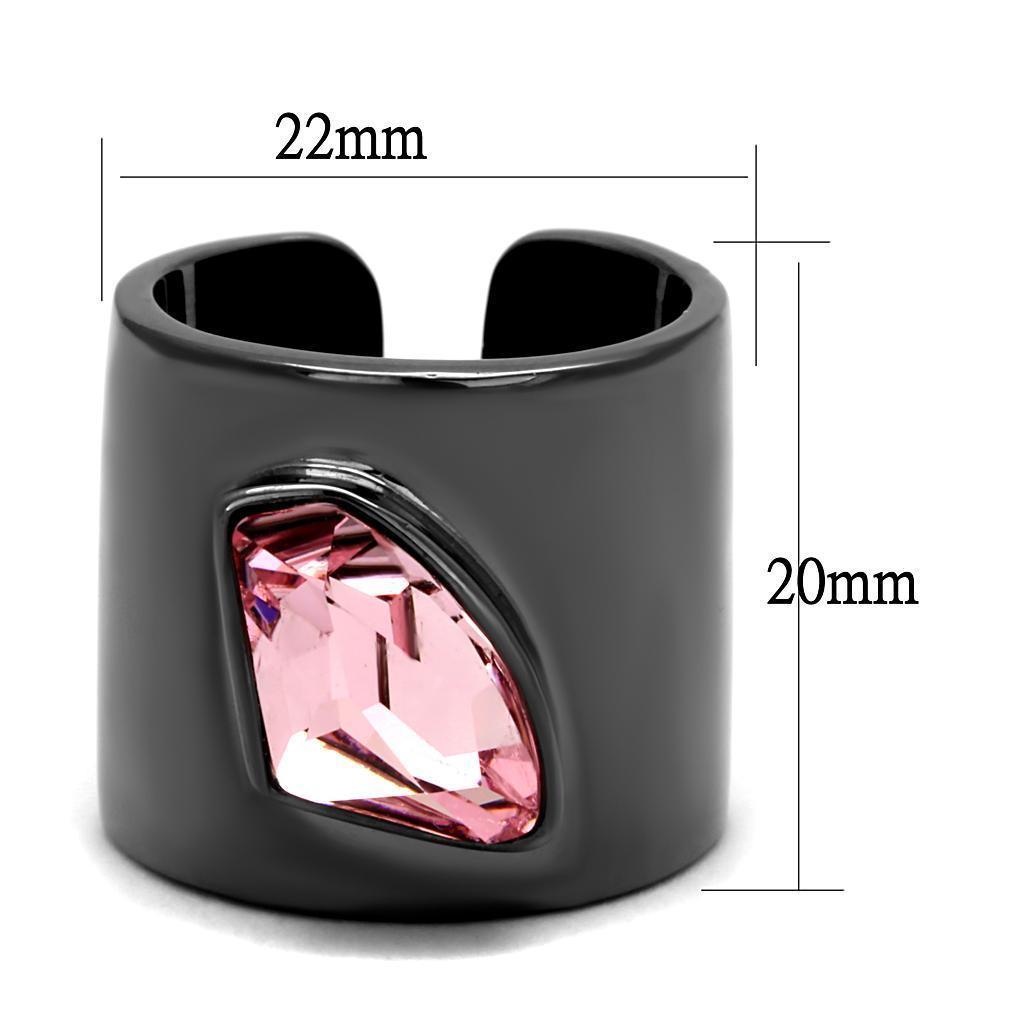 Womens Large Black Ring Pink in 316L Stainless Steel Ring with Top Grade Crystal - Jewelry Store by Erik Rayo
