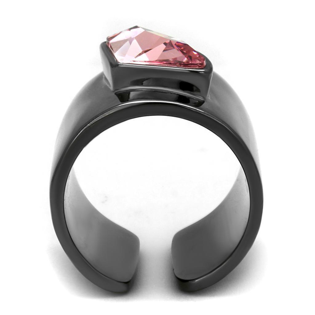 Womens Large Black Ring Pink in 316L Stainless Steel Ring with Top Grade Crystal - Jewelry Store by Erik Rayo