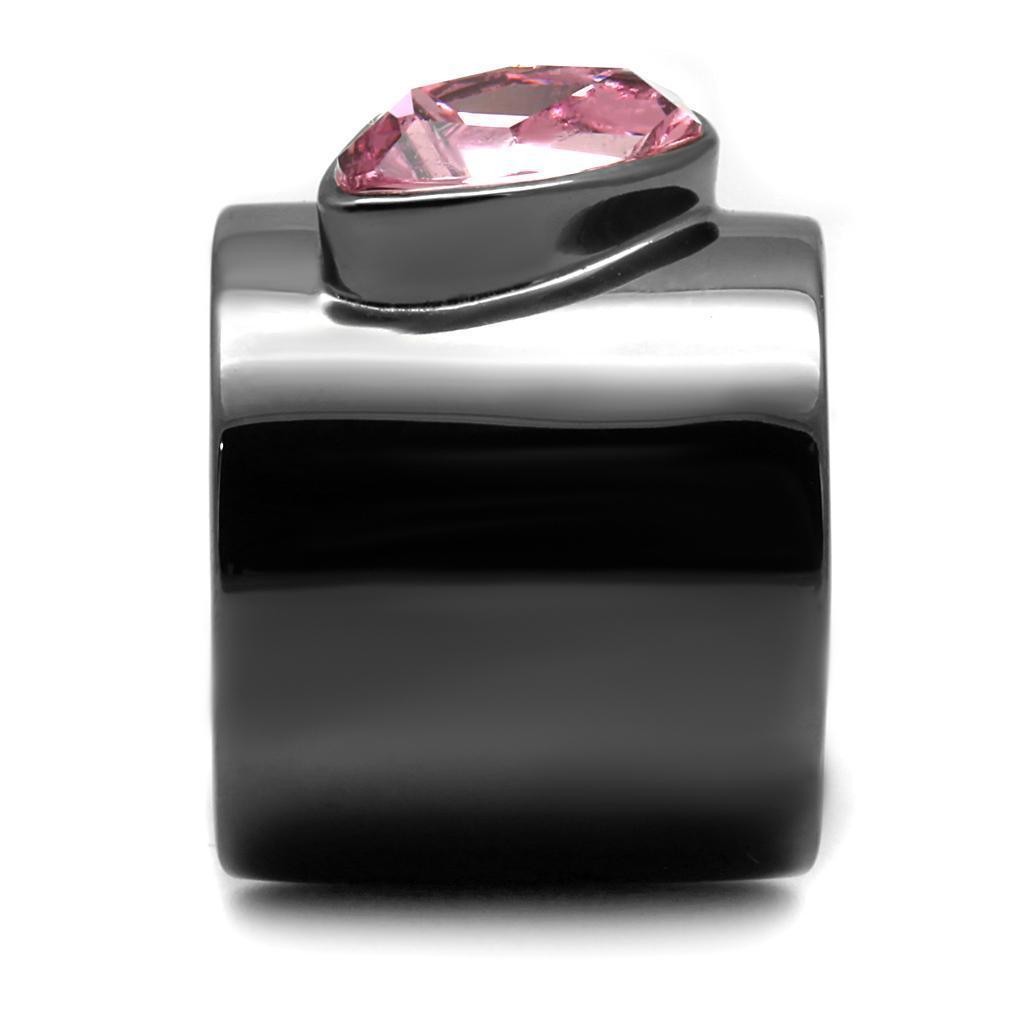 Womens Large Black Ring Pink in 316L Stainless Steel Ring with Top Grade Crystal - Jewelry Store by Erik Rayo