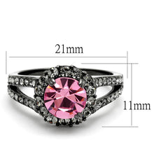 Load image into Gallery viewer, Womens Black Ring Rose Pink Anillo Para Mujer y Ninos Kids 316L Stainless Steel Ring with Top Grade Crystal in Light Rose Edith - Jewelry Store by Erik Rayo
