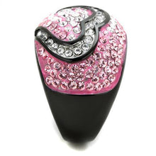 Load image into Gallery viewer, Womens Black Ring Rose Pink Anillo Para Mujer y Ninos Kids 316L Stainless Steel Ring with Top Grade Crystal in Light Rose Trapani - Jewelry Store by Erik Rayo
