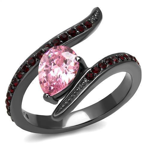 Black Rings for Women Rose Pink Anillo Para Mujer Stainless Steel Ring with AAA Grade CZ in Rose Adriel - Jewelry Store by Erik Rayo