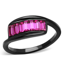 Load image into Gallery viewer, Womens Black Ring Rose Pink Anillo Para Mujer Stainless Steel Ring with Top Grade Crystal in Fuchsia Bassano - Jewelry Store by Erik Rayo
