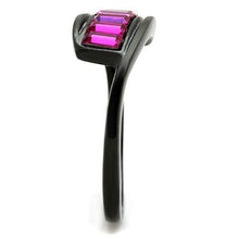 Load image into Gallery viewer, Womens Black Ring Rose Pink Anillo Para Mujer Stainless Steel Ring with Top Grade Crystal in Fuchsia Bassano - Jewelry Store by Erik Rayo
