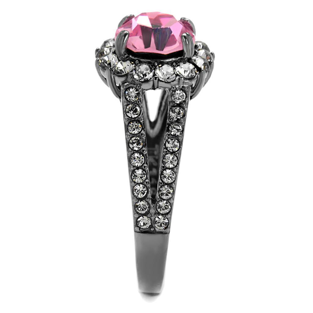 Black Rings for Women Rose Pink Anillo Para Mujer Stainless Steel Ring with Top Grade Crystal in Light Rose Edith - Jewelry Store by Erik Rayo