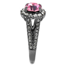 Load image into Gallery viewer, Womens Black Ring Rose Pink Anillo Para Mujer Stainless Steel Ring with Top Grade Crystal in Light Rose Edith - Jewelry Store by Erik Rayo

