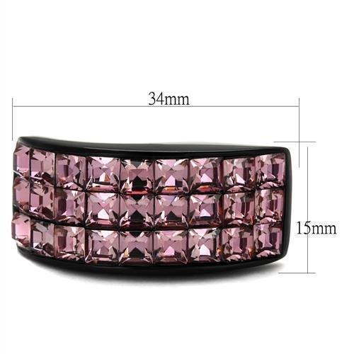 Womens Black Ring Rose Pink Anillo Para Mujer 316L Stainless Steel Ring with Top Grade Crystal in Light Rose Catherine - Jewelry Store by Erik Rayo
