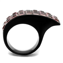 Load image into Gallery viewer, Womens Black Ring Rose Pink Anillo Para Mujer y Ninos Unisex Kids 316L Stainless Steel Ring with Top Grade Crystal in Light Rose Catherine - Jewelry Store by Erik Rayo
