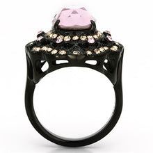 Load image into Gallery viewer, Womens Black Ring Rose Pink Anillo Para Mujer y Ninos Unisex Kids 316L Stainless Steel Ring with Top Grade Crystal in Light Rose - Jewelry Store by Erik Rayo

