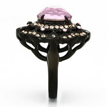 Load image into Gallery viewer, Womens Black Ring Rose Pink Anillo Para Mujer y Ninos Unisex Kids 316L Stainless Steel Ring with Top Grade Crystal in Light Rose - Jewelry Store by Erik Rayo
