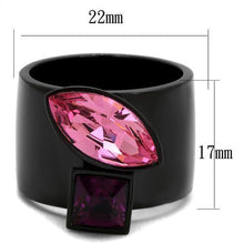 Load image into Gallery viewer, Womens Black Ring Rose Pink Anillo Para Mujer y Ninos Unisex Kids 316L Stainless Steel Ring with Top Grade Crystal in Rose Athena - Jewelry Store by Erik Rayo
