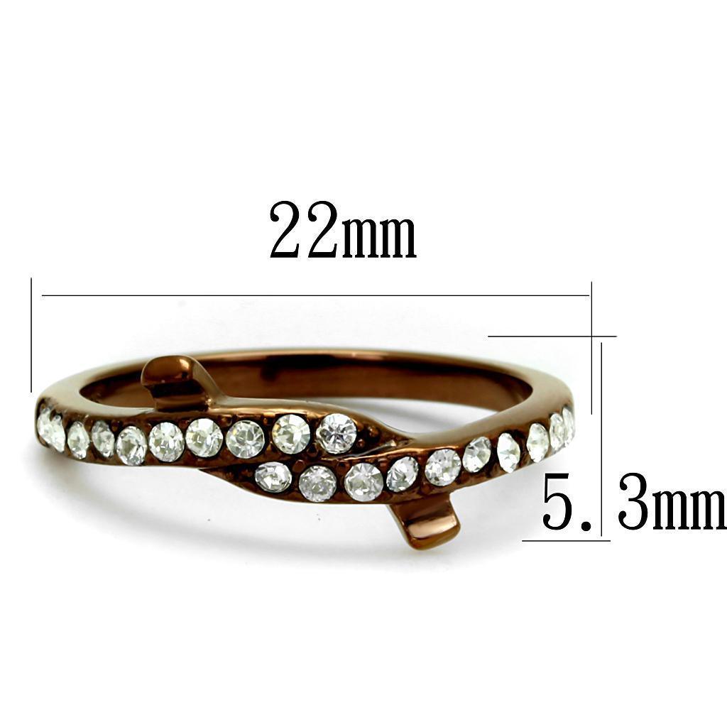 Womens Brown Ring Anillo Para Mujer 316L Stainless Steel Ring with Top Grade Crystal in Clear - Jewelry Store by Erik Rayo