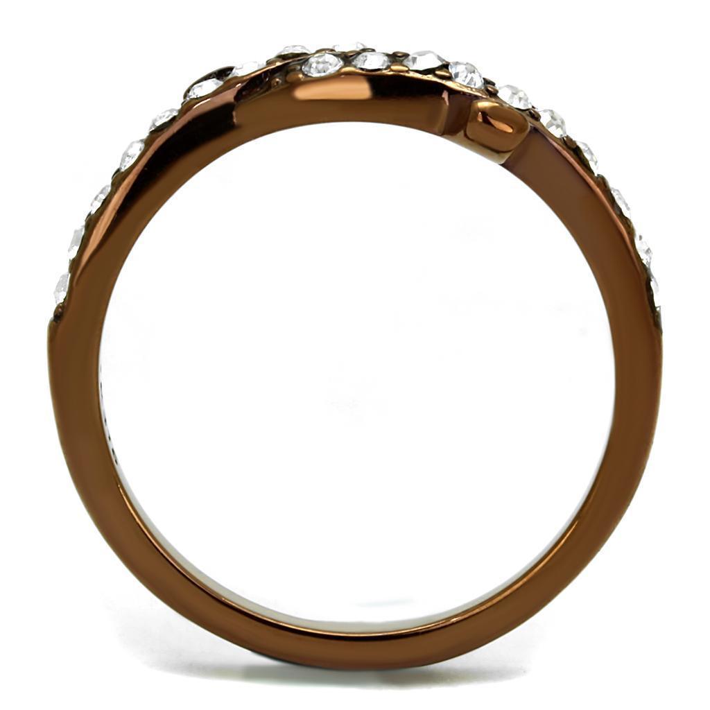 Womens Brown Ring Anillo Para Mujer 316L Stainless Steel Ring with Top Grade Crystal in Clear - Jewelry Store by Erik Rayo