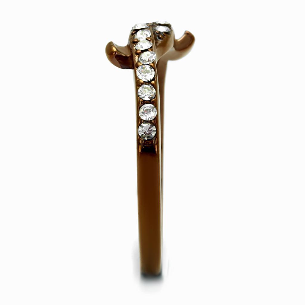 Womens Brown Ring Anillo Para Mujer 316L Stainless Steel Ring with Top Grade Crystal in Clear - Jewelry Store by Erik Rayo