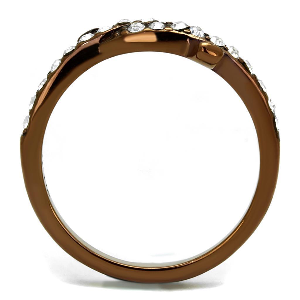 Womens Brown Ring Anillo Para Mujer Stainless Steel Ring with Top Grade Crystal in Clear - Jewelry Store by Erik Rayo