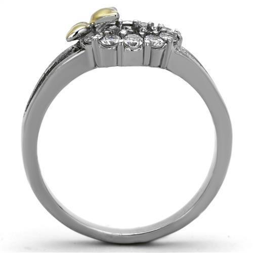 Womens Butterfly Ring Two Tone Anillo Para Mujer Stainless Steel Ring with Glass in Emerald - Jewelry Store by Erik Rayo