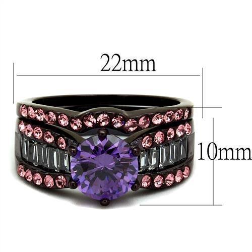 Womens Coffee Brown Ring Anillo Cafe Para Mujer 316L Stainless Steel with AAA Grade CZ in Amethyst Capua Greco - Jewelry Store by Erik Rayo